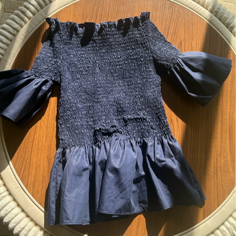 Elegant Navy Off Shoulder Top